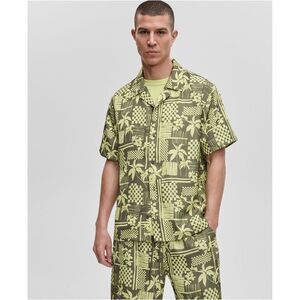 Mode Of One Mens Vacation Palm Camp Button Up Shirt, NWT
